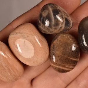 5 MOONSTONE Tumbled Stones 2-3cm 63.8g Natural Polished Specimen Healing Crystal Jewellery Making
