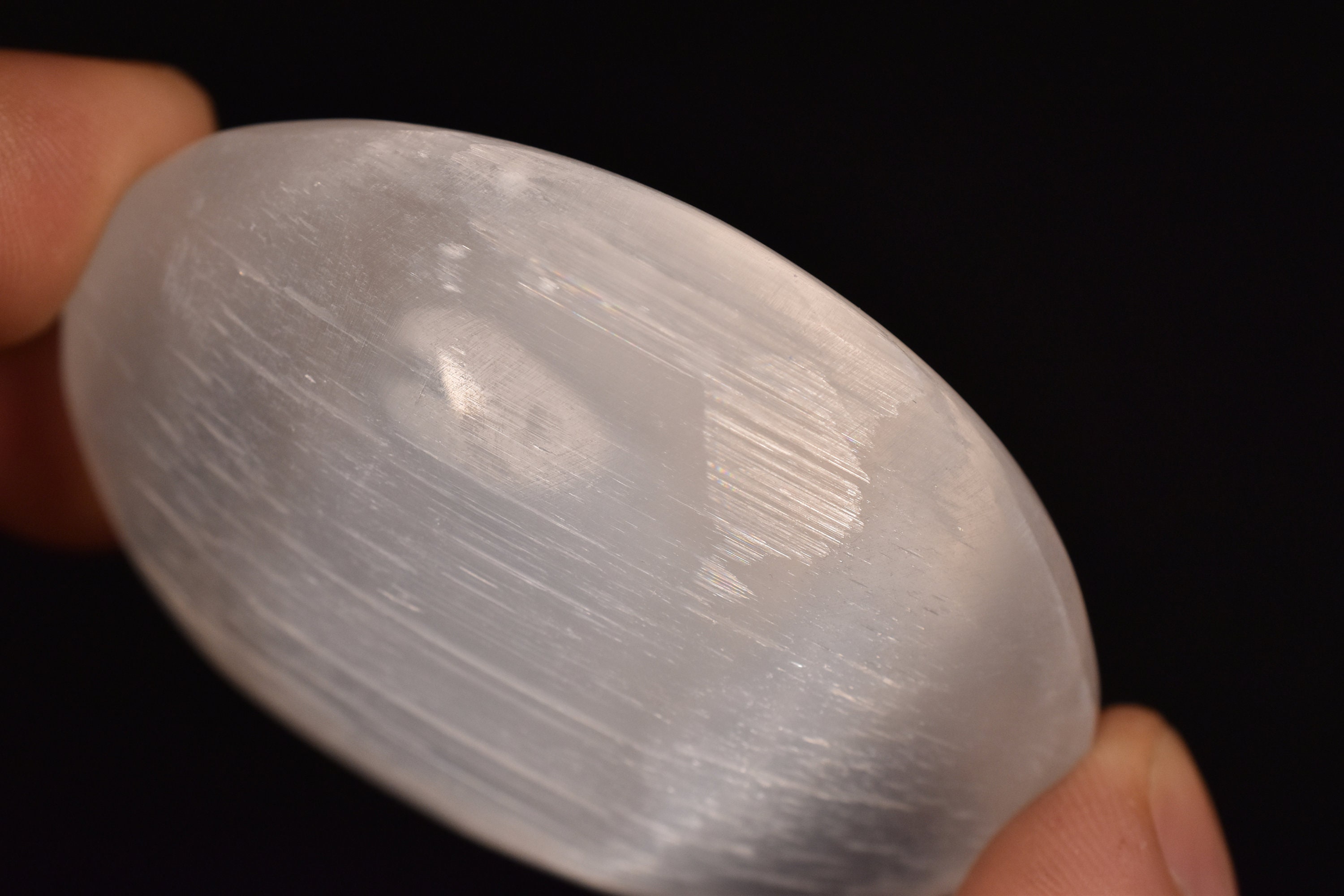 Satin Spar Selenite Crystal Palm Stone / Worry Stone | The Magic Is In You Satin Spar Selenite Crystal Palm Stone / Worry Stone | The Magic Is In You