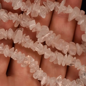 ROSE QUARTZ Chip Kraal Kraal Ketting 39.3g Tuimelende Stenen Kralen Australisch Gemaakt