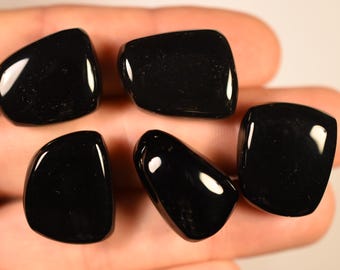 5 piedras de ónix negro pulidas de 2 cm y 35,5 g, piedra natural.