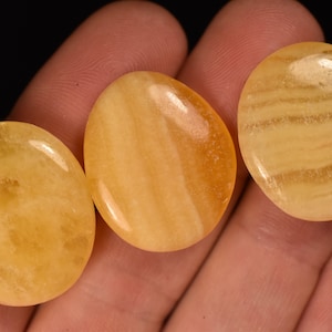 3 pedras planas de calcita laranja 2-3cm 17,5g palma caída preocupação cura jóias de cristal fazendo