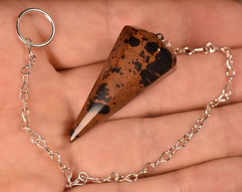 MAHOGANY OBSIDIAN Pendulum 4-21cm 12.9g Healing Crystal Pendant Chain