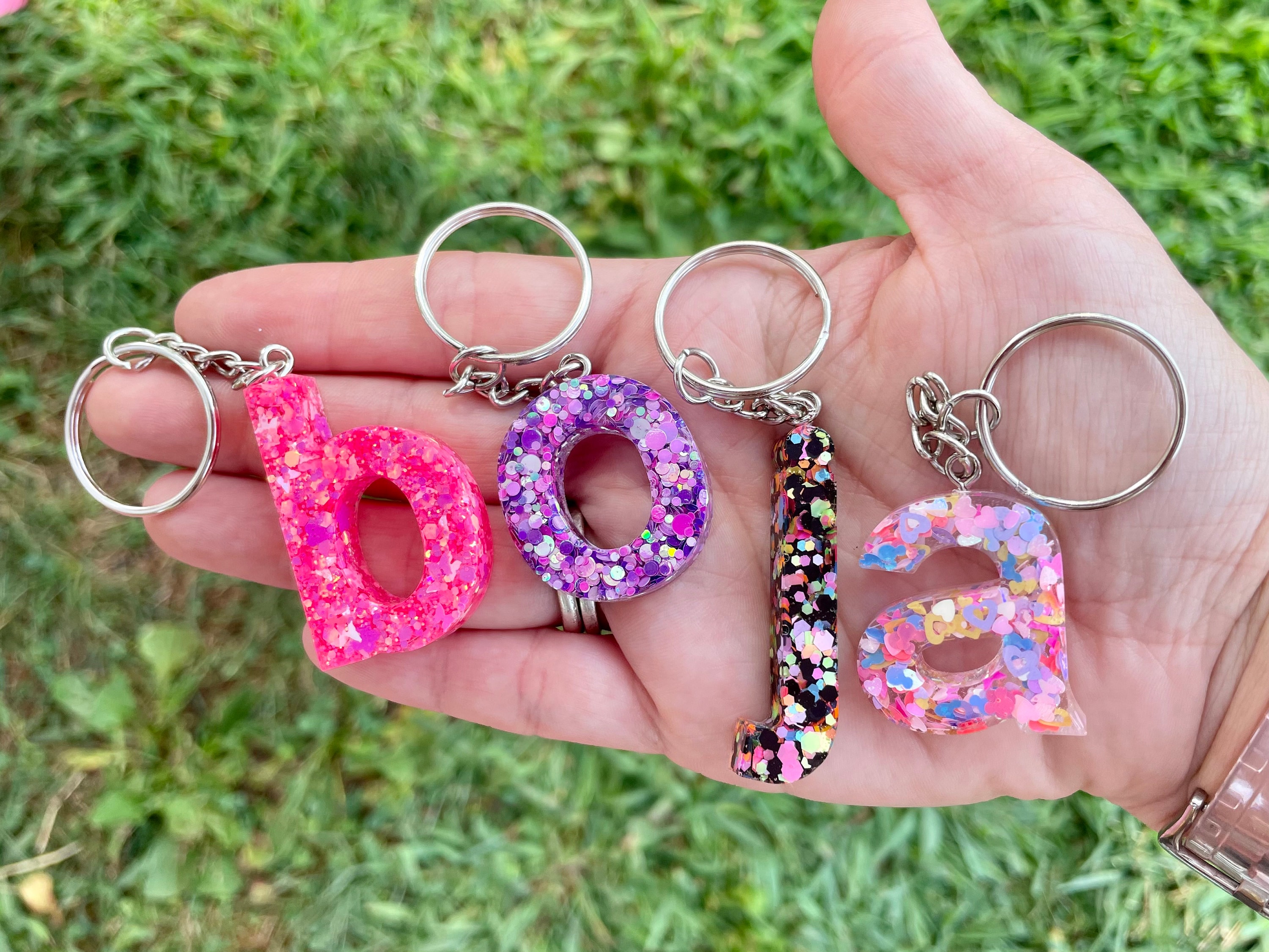 Lowercase Initial Keychain | Resin Keychain | Letter Keychain | Monogram | Personalized Keychain | Customizable KeyChain | Bridesmaid Gift