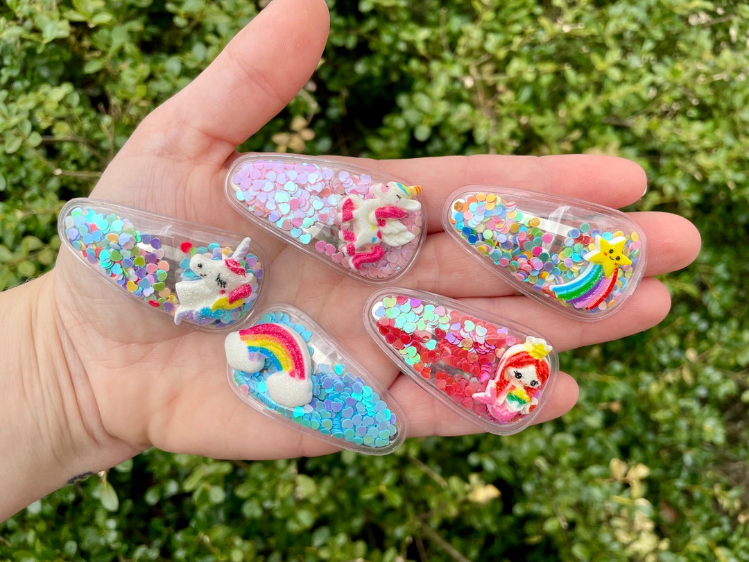 Girls Confetti Hair Clip Rainbow Clips Rainbow Hair Clip Party Favor