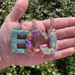 Resin Letter Keychain | Initial Keychain | Resin Keychains for Women | Letter Keychains for Women | Custom Resin Letter Keychain | Monogram