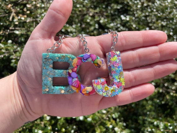 Resin Keychain Initial Keychain Letter Keychain Resin 