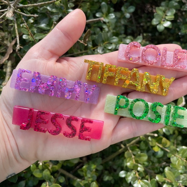 Girls Name Hair Clip | Resin Name Clip | Personalized Hair Clip | Back to School | Personalized Barrette | Hair Accessory | Birthday Gift