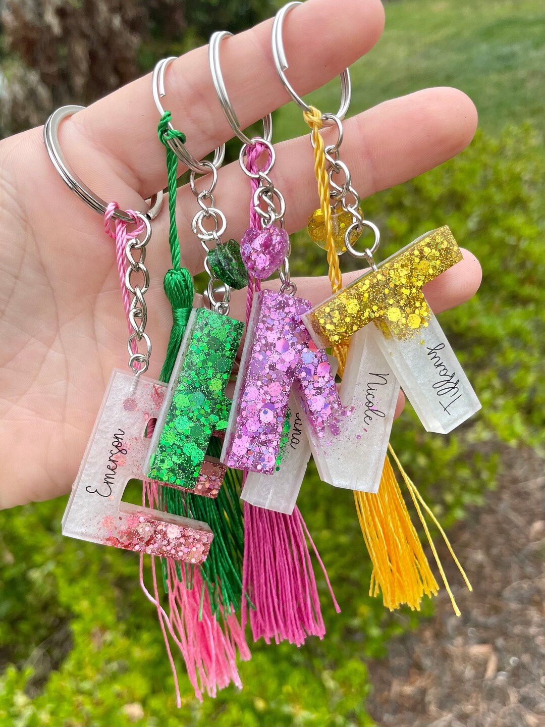 Glitter Initial Keychain Letter Keychain Monogram Personalized Keychain Customizable Keychain