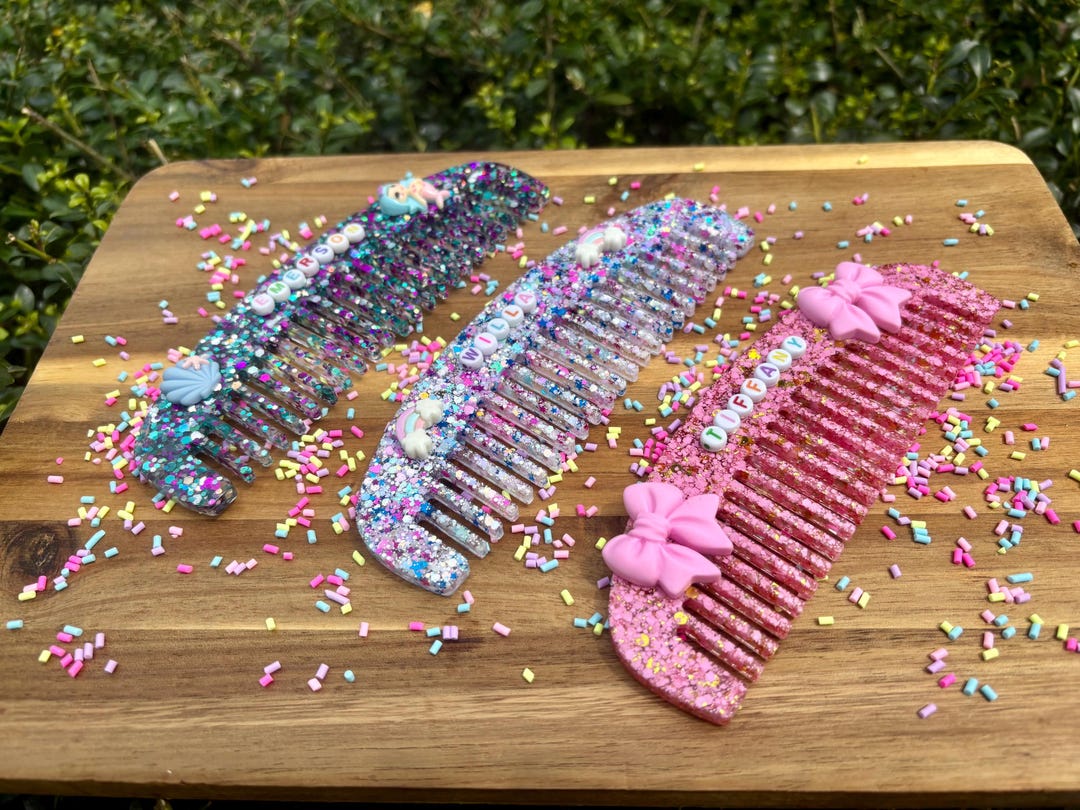 Custom Comb Set Custom Comb With Name | Personalized Comb | Glitter Comb | Kids ...