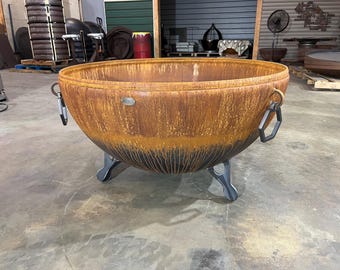 Kings Cauldron - Large Patina Steel Fire Pit: Heavy-Duty Outdoor Cauldron