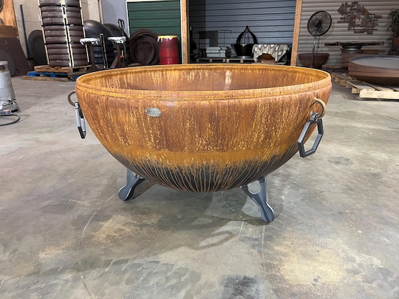 Kings Cauldron - Large Patina Steel Fire Pit: Heavy-Duty Outdoor Cauldron