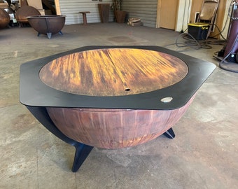 44 Inch Cauldron Fire Pit: Handmade Heavy Duty Steel, Modern Outdoor Firepit