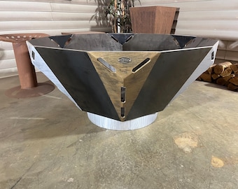 JOKER Hexagon 43 Custom Steel Fire Pit: Outdoor Cooking, Large Wood Burning, Deep