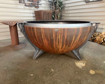 Large Custom Steel Outdoor Fire Pit: Heavy-Duty Wood-Burning Bowl for Garden & Patio Entertaining