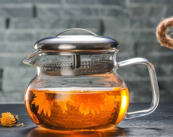Dancing Leaf Pot | Glass Tea Pot with Infuser