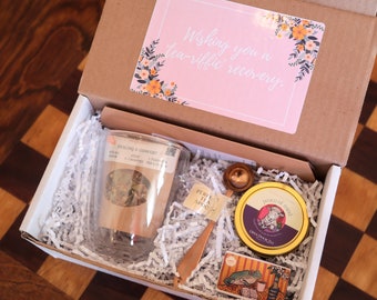 Get Well Soon Gift Box | Tea, Mug, Spoon, Candle, Tea Bags, & More (Personalize it)