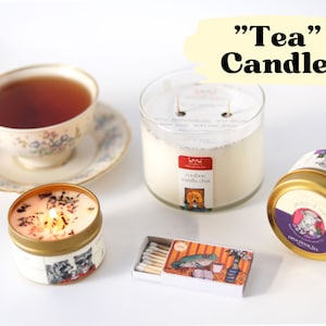 Tea-Infused Candle & Free Matchbook | Hand-Poured Soy Candles made with Premium Loose Leaf Tea | Scented Aromatherapy