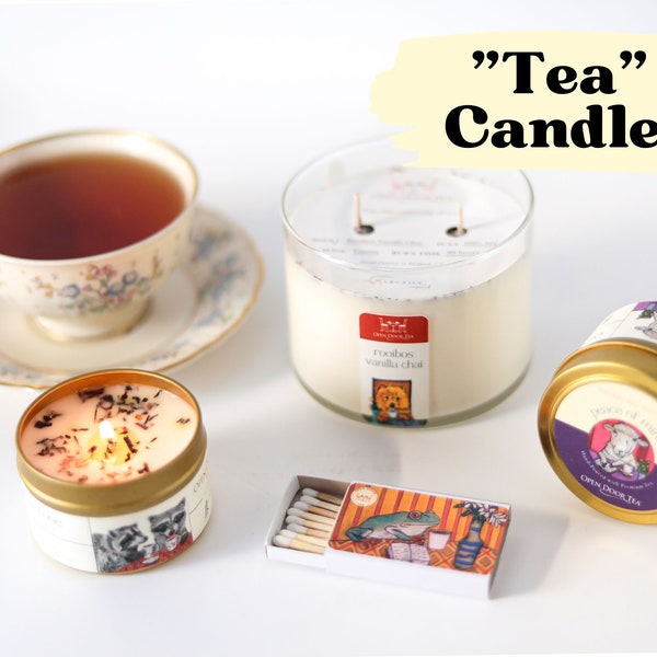 Tea-Infused Candle & Free Matchbook | Hand-Poured Soy Candles made with Premium Loose Leaf Tea | Scented Aromatherapy