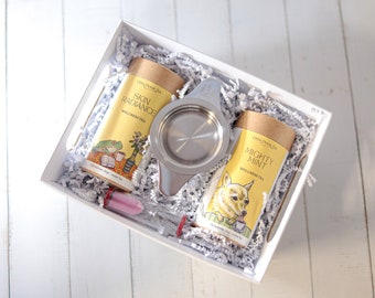 Tea Time Basket | Luxurious Loose Leaf Tea Collection with Stainless Steel Infuser & Sand Timer - Perfect Gift