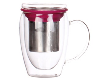 Genesis Glass | Tea Mug, Infuser, & Lid Combo | Loose Leaf Steeper