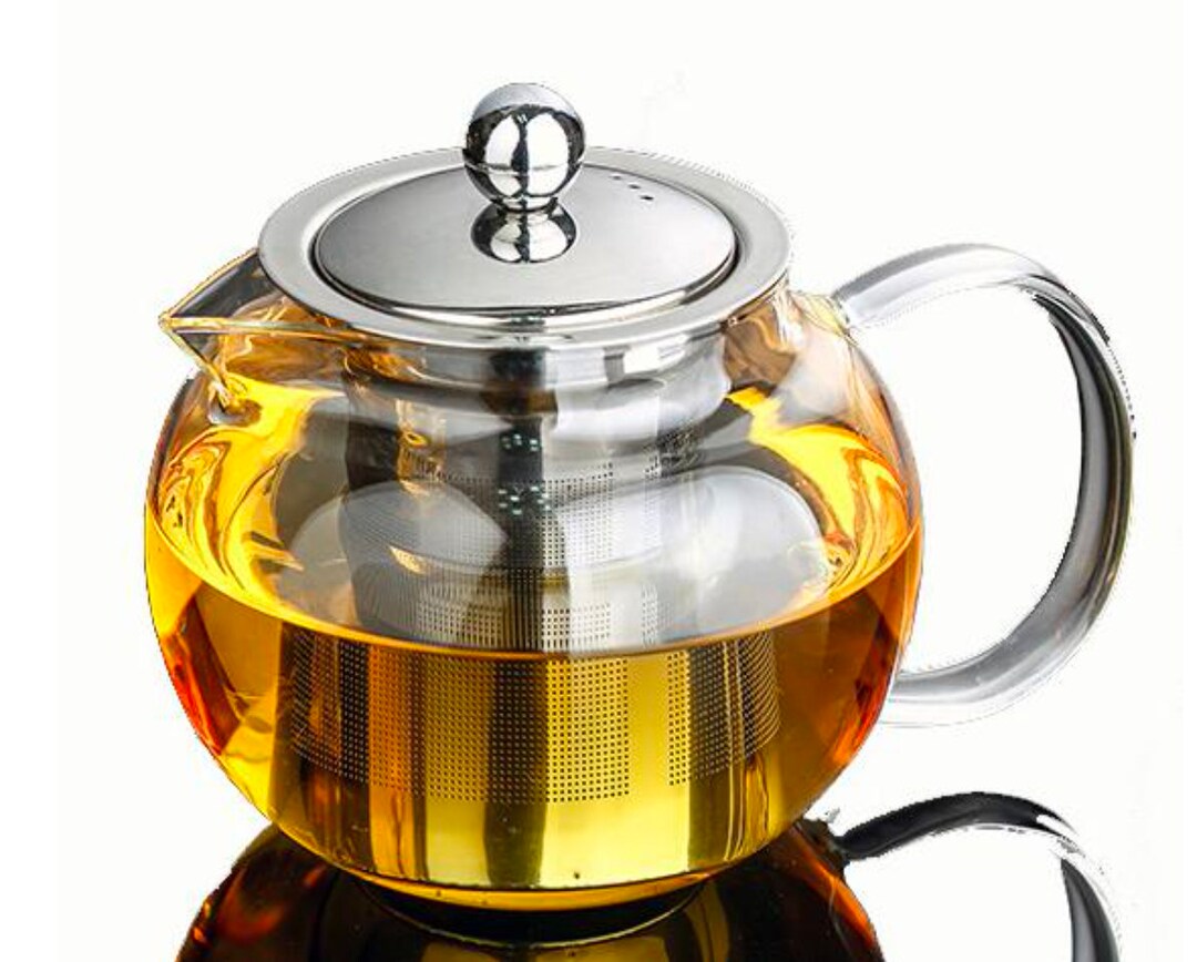Little Round Tea Pot 20oz Glass Tea Pot With Infuser for Loose Leaf Tea