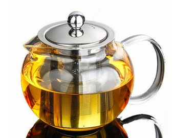 Little Round Tea Pot | 20oz Glass Tea Pot with Infuser for Loose Leaf Tea