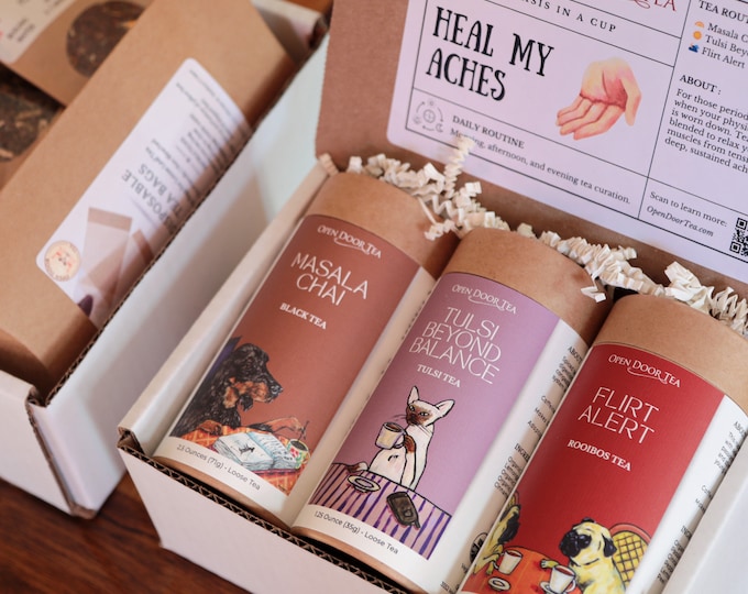 Heal my Aches - Tea Sampler | 3 Loose Leaf Teas, Tea Bags, For Gifts and Home