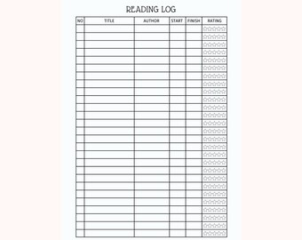 Minimalist Reading Log | Simple Book Tracker (Digital Download)