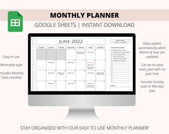 monthly planner printable etsy