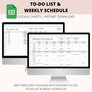 To Do List and Weekly Schedule Google Sheets | Daily Schedule | To Do List with Due Date | Digital Weekly Planner | Task Planner