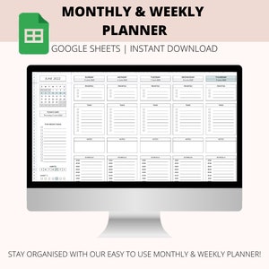 Automated Monthly Weekly Planner: Google Sheets Calendar (Digital Download)