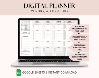 Google Sheets Planer | Monatlich, Wöchentlich, Täglich (Digitaler Download)