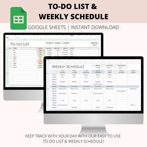 To Do List and Weekly Schedule Google Sheets | Daily Schedule | To Do List with Due Date | Digital Weekly Planner | Task Planner