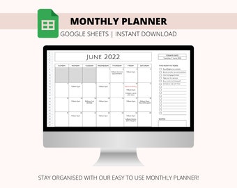 Automated Monthly Calendar Planner | Google Sheets, To-Do List (Digital Download)