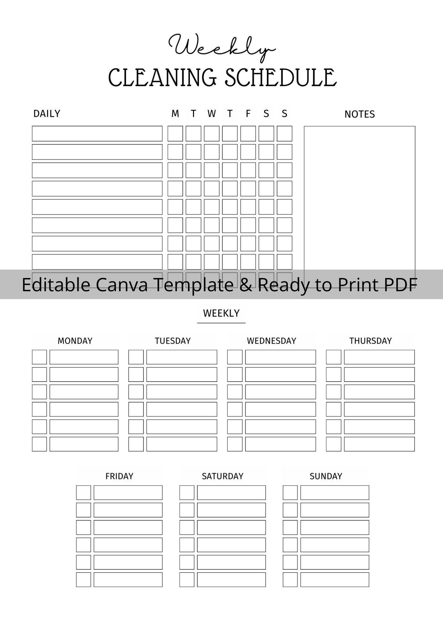 EDITABLE Cleaning Schedule | Daily & Weekly Cleaning Checklist ...