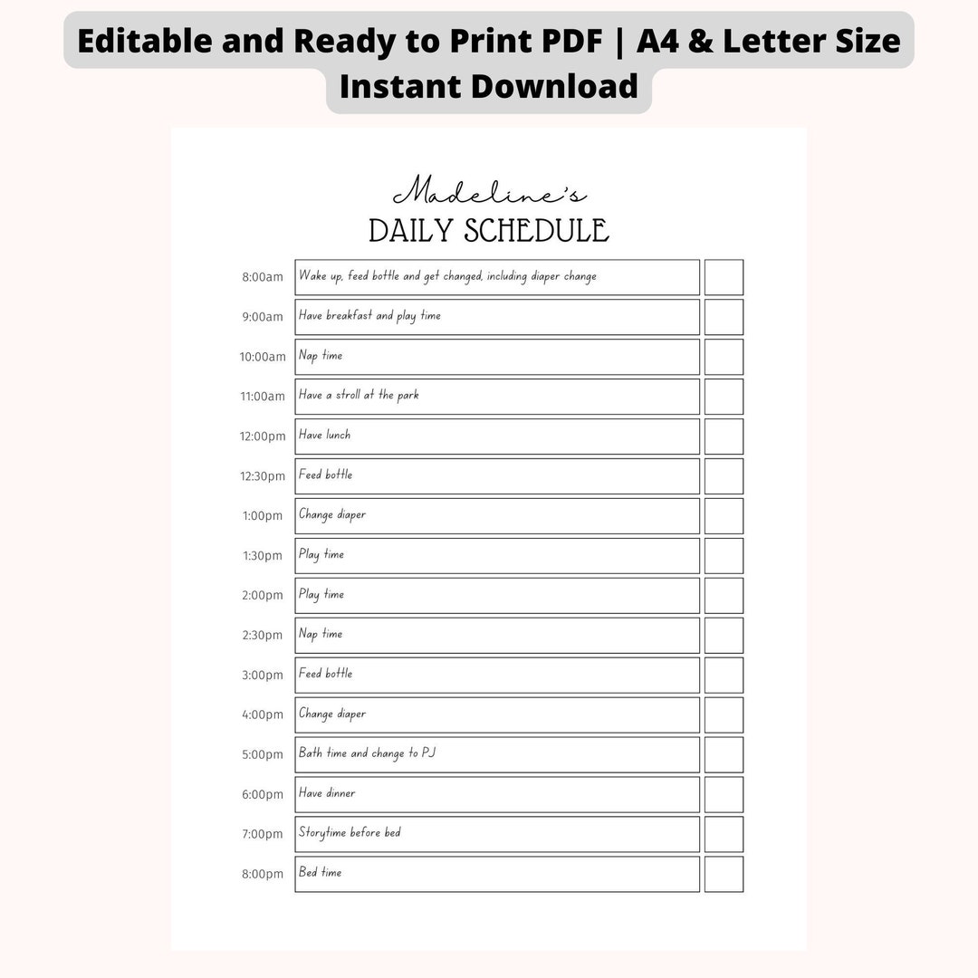 editable-daily-schedule-checklist-minimalist-babies-kids-routine-checklist-nanny-schedule-printable-and-editable-instant-download-etsy