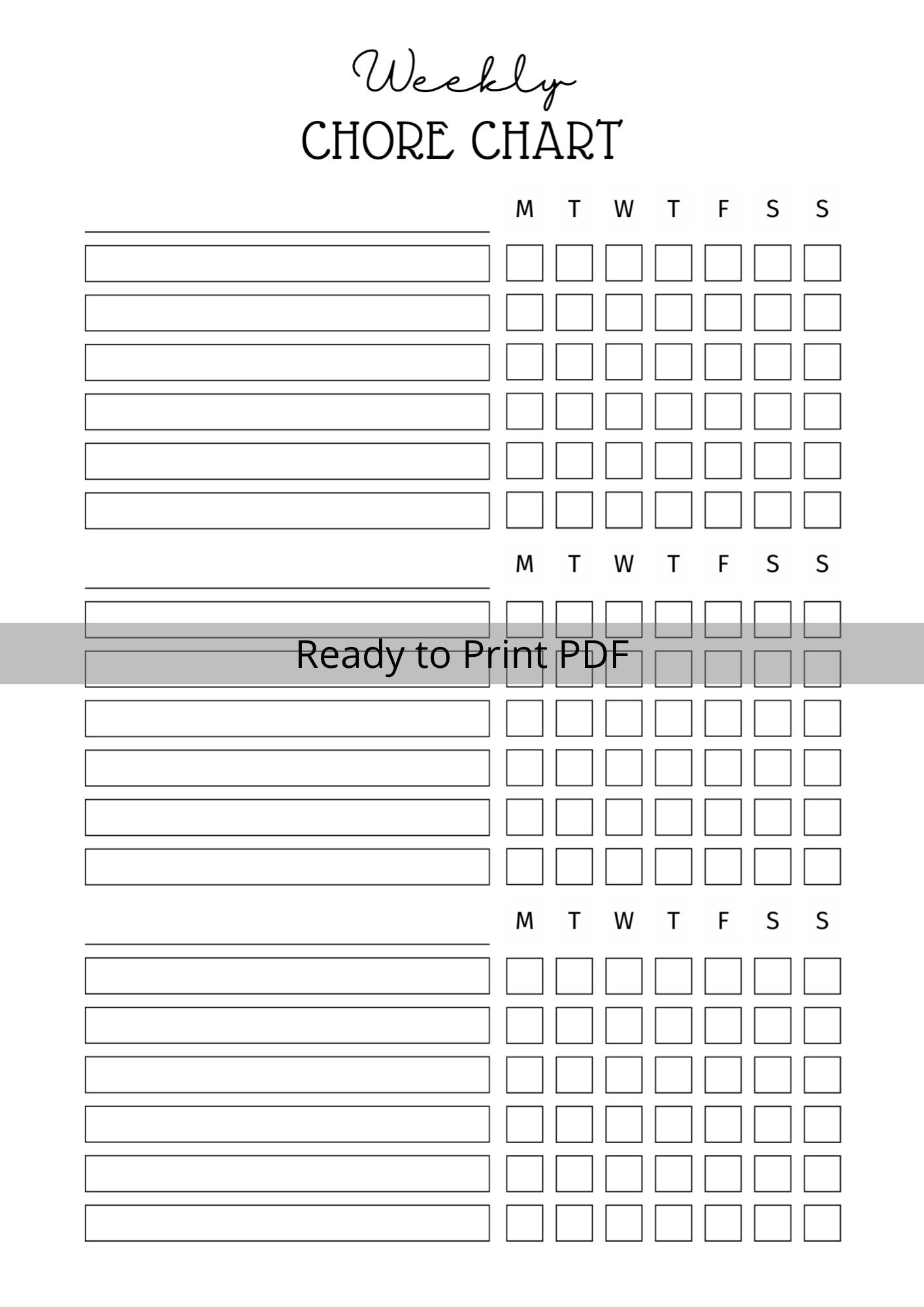 EDITABLE Multiple Kids Weekly Chore Chart Minimalist 2 Kids and 3 Kids ...