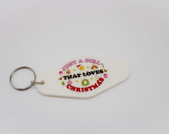 Just a Girl Christmas Motel Keychain
