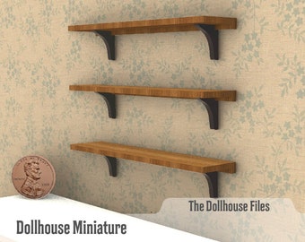 3D Printer STL file Kitchen Shelf Dollhouse  Miniature 3D Printable file 1:12 scale Decor model download diy kitchen shelves
