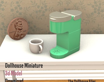 Dollhouse Miniature Coffee Maker 3D Model STL File 1:12 (Digital Download)