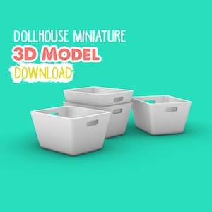 3D Printer STL file Storage Bin container Dollhouse Miniature 3D Printable file 1:12 scale Decor model download diy