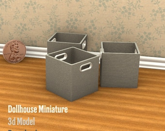 Dollhouse Miniature Storage Bin 3D Model (Digital Download)