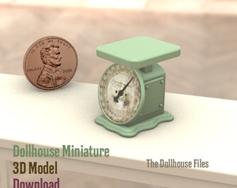 3D Printer STL file Kitchen Food Scale Dollhouse  Miniature 3D Printable file 1:12 scale Decor model download diy