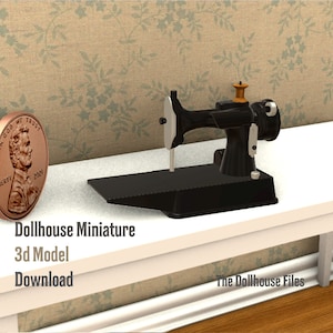 3D Drucker STL Datei Nähmaschine Puppenhaus Miniatur 3D Druckbare Datei 1:12 Decor model download diy