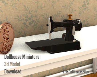 3D Printer STL file Sewing machine Dollhouse  Miniature 3D Printable file 1:12 Decor model download diy