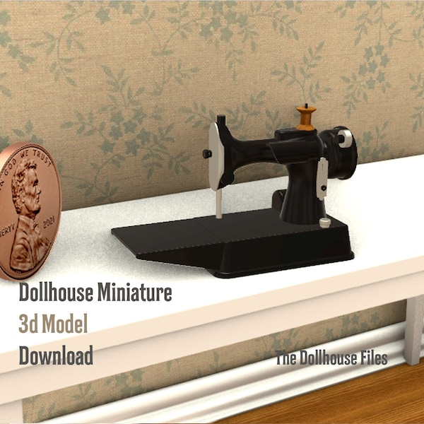 3D Printer STL file Sewing machine Dollhouse  Miniature 3D Printable file 1:12 Decor model download diy