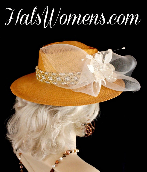 Elegant White and Gold Women\'s Hat Boho Western Wedding Floral Bridesmaid Hat Band Only 984u  main image 3