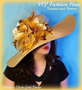 Haute Couture Antique Gold Luxury Big Large Brim Designer Hat,  Nyfashionhats Millinery, Hats for Horse Races, Weddings Formals, Pretty  Baby - Etsy