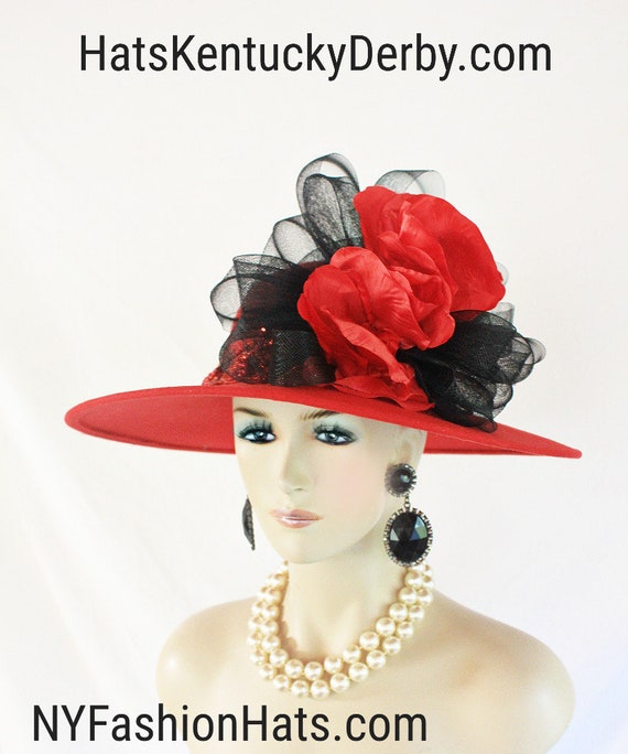Couture Red Black Winter Designer Hat for Women Luxury Fashion Hats Motf Premium Church Wedding Dress Temple Millinery Nyfashionhats Sara Etsy