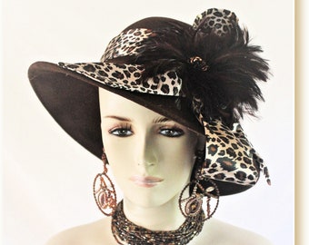 Pretty Black Wool w/ Animal Print Dress / Church Hat Unbranded | Accessories | Pretty Black Wool W Animal Print  main image 2